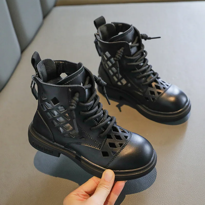 New Arrival Fashion Elegant Hollow Black Kids Casual Boots Girls Summer Leather Boots, Black white
New Arrival Fashion Elegant Hollow Black Kids Casual Boots Girls Summer Leather Boots, Black white