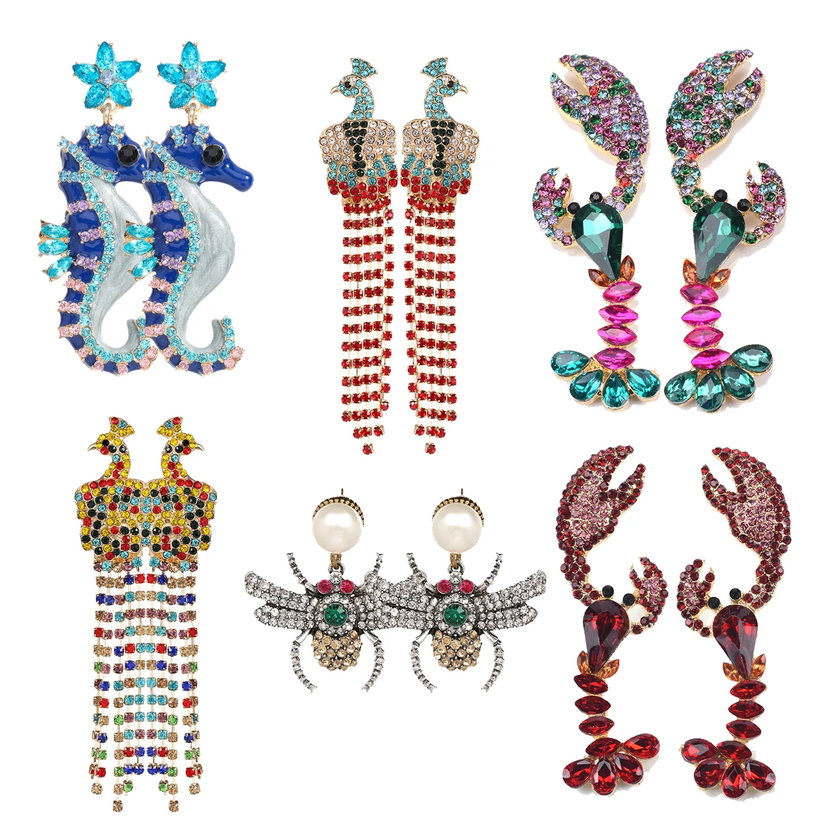 Fashion alloy acrylic Pearl diamond animal black seahorse crayfish Spider Peacock Long Tassel earrings women
Fashion alloy acrylic Pearl diamond animal black seahorse crayfish Spider Peacock Long Tassel earrings women