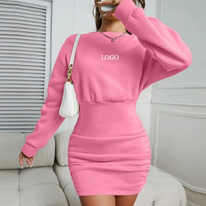 F230297 Custom Logo Long Sleeve Girls Casual Fleece Warm Hoodie Sweatshirt Dress Solid Ruched Drop Shoulder Sweatshirt Dress
F230297 Custom Logo Long Sleeve Girls Casual Fleece Warm Hoodie Sweatshirt Dress Solid Ruched Drop Shoulder Sweatshirt Dress