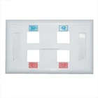 RJ45 US Type Face Plate in White, 4-Port Wall Plate