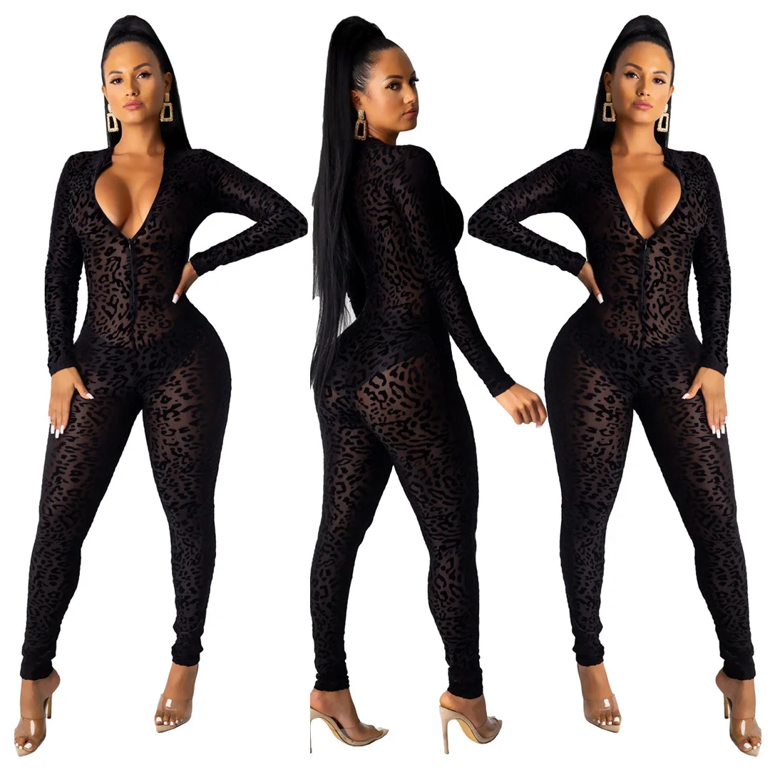 New Arrival Sexy Deep V Neck Leopard Mesh Romper Women Long Sleeve Bodycon Black Party Overall Autumn Perspective One Piece
New Arrival Sexy Deep V Neck Leopard Mesh Romper Women Long Sleeve Bodycon Black Party Overall Autumn Perspective One Piece