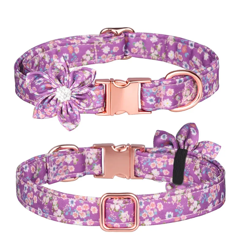 

Dog Collar, Cute Detachable Dog Collar With Flower, Gift Pet Collar Adjustable Fancy Personalized Dog Collars With Metal Buckle, Pink,purple,blue,white,orange,green