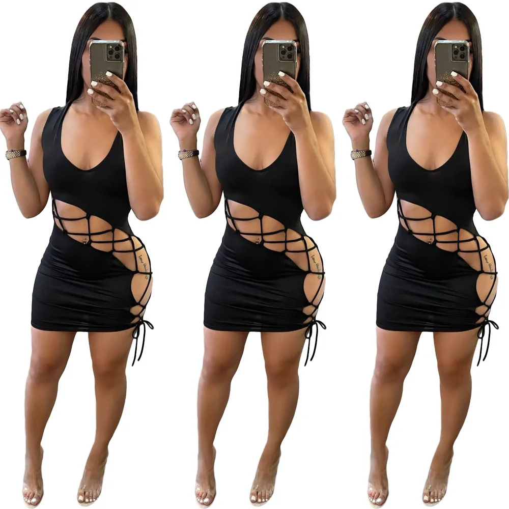 Wholesale Summer 2021 Ladies Hollow Out Sleeveless Casual Elegant Sexy Black Fashion Club Dresses, 1 color and also can make as your request
Wholesale Summer 2021 Ladies Hollow Out Sleeveless Casual Elegant Sexy Black Fashion Club Dresses, 1 color and also can make as your request
