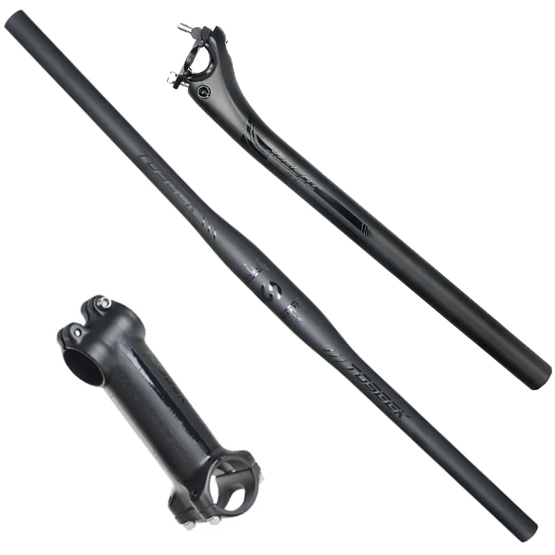 

Toseek bicycle mountainbike stem handlebars black matt bicycles seatpost 350/400 carbon handlebar bike gravel, Black matte