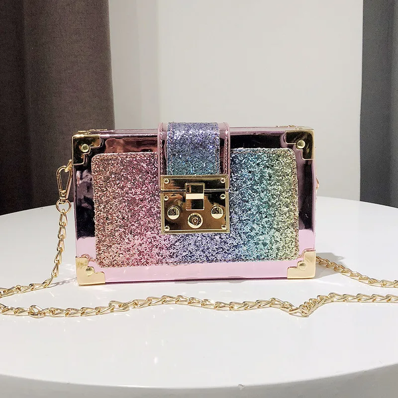 HB-0001 Hot Sale Gradient Color Chain Sequins Purse Rainbow Shoulder Women Crossbody Fashion Small Lady Handbags Woman Hand Bag, Multi color
HB-0001 Hot Sale Gradient Color Chain Sequins Purse Rainbow Shoulder Women Crossbody Fashion Small Lady Handbags Woman Hand Bag, Multi color