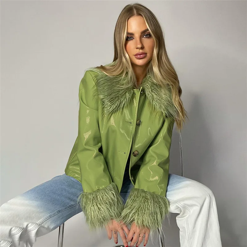 Jackets For Women 2021 Winter Fashion Long Sleeve Hair Collar Single Breasted Slim Body Warm Women's Leather Jackets, Picture
Jackets For Women 2021 Winter Fashion Long Sleeve Hair Collar Single Breasted Slim Body Warm Women's Leather Jackets, Picture