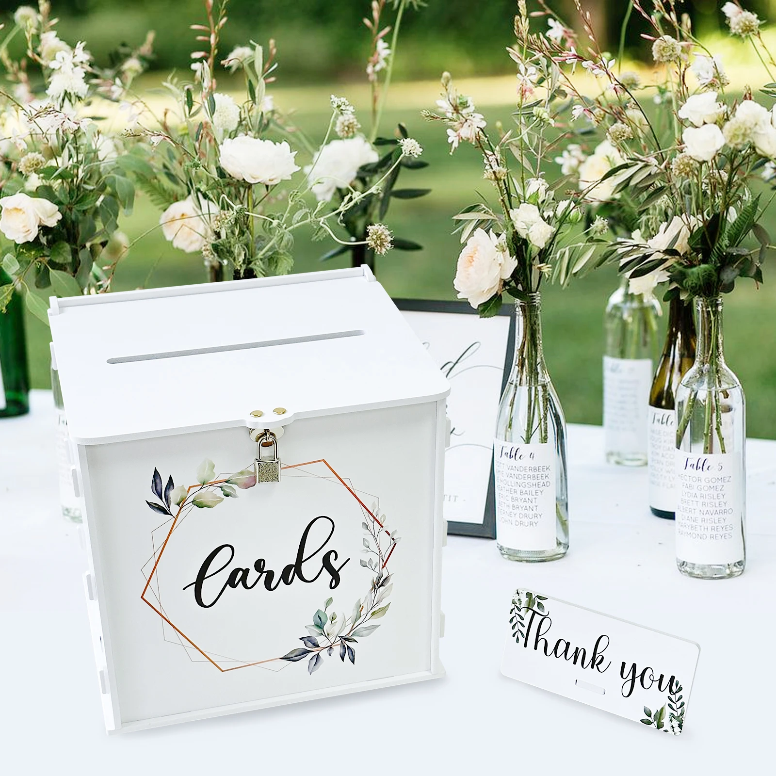 OurWarm White Wedding Card Box with Lock PVC Gift Card Box for Wedding Reception Eucalyptus DIY Wedding Envelope Card Box
OurWarm White Wedding Card Box with Lock PVC Gift Card Box for Wedding Reception Eucalyptus DIY Wedding Envelope Card Box