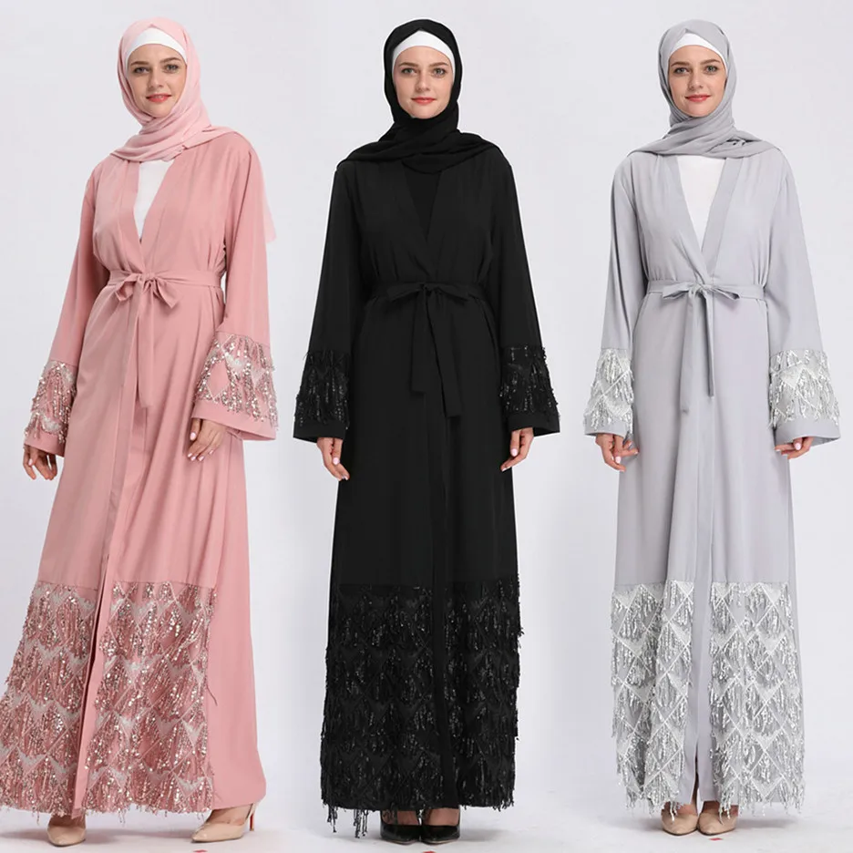Abaya Dubai Muslim Women Sequin Open Front Cardigan Islamic Long Maxi Dress Robe
Abaya Dubai Muslim Women Sequin Open Front Cardigan Islamic Long Maxi Dress Robe