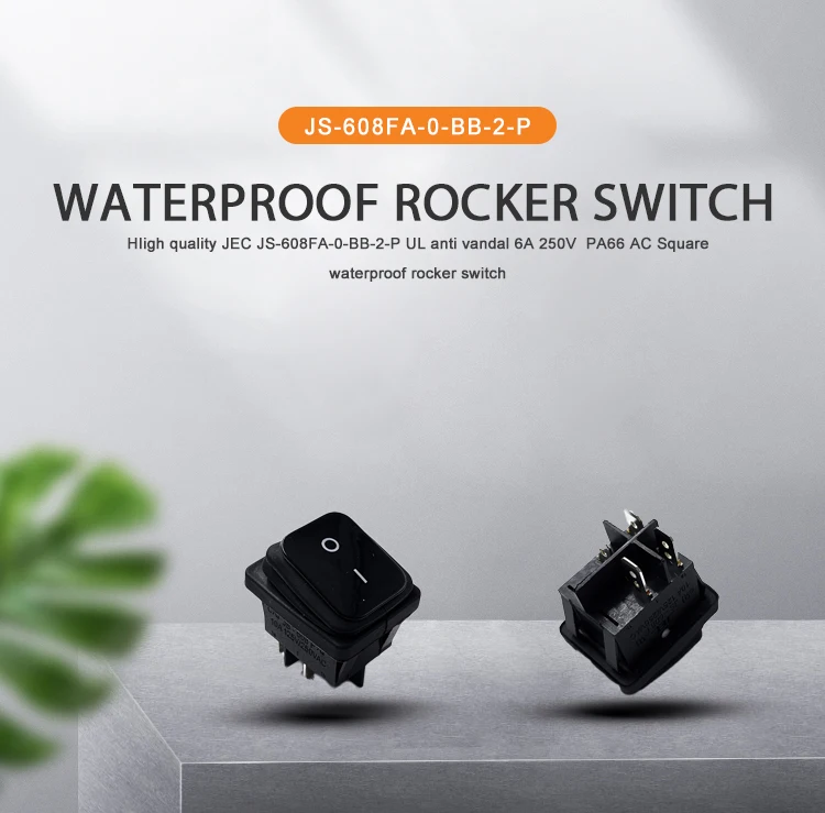 JS-608FA-0-BB-2-P 2pins 3pins on-off 6A 250V AC power socket waterproof cover mini rocker switch