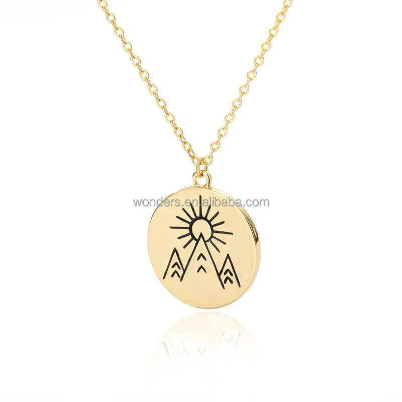 Inspirational Jewelry Fashion Engraved Sun Mountain Necklace Gold Silver Color Chain Necklace Daily Women Boy Necklaces
Inspirational Jewelry Fashion Engraved Sun Mountain Necklace Gold Silver Color Chain Necklace Daily Women Boy Necklaces