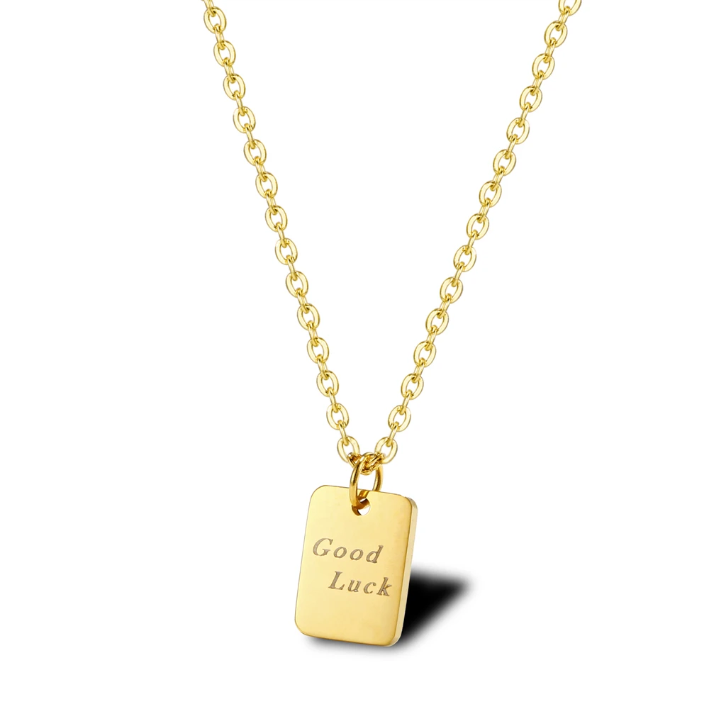 High Quality Stainless Steel Simple Square Brand Pendant Good Luck Necklace For Boyfriend Husband
High Quality Stainless Steel Simple Square Brand Pendant Good Luck Necklace For Boyfriend Husband