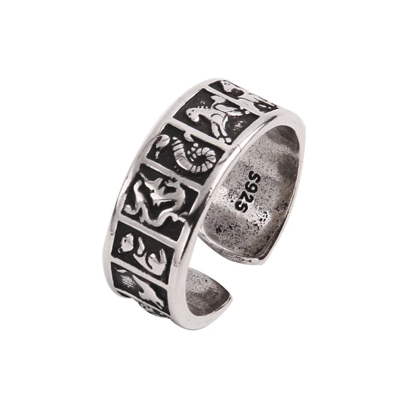 Vintage Zodiac 925 Silver Couple Ring For Wedding Man Women Jewelry Refined Engraved Lettering Design Open Adjustable Ring New
Vintage Zodiac 925 Silver Couple Ring For Wedding Man Women Jewelry Refined Engraved Lettering Design Open Adjustable Ring New