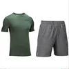 Men Dry Fit Workout Short Sleeve Tight Sport Running Shirts Compression Shorts Sets Quick Dry Wicking T-shirt Shorts Suit