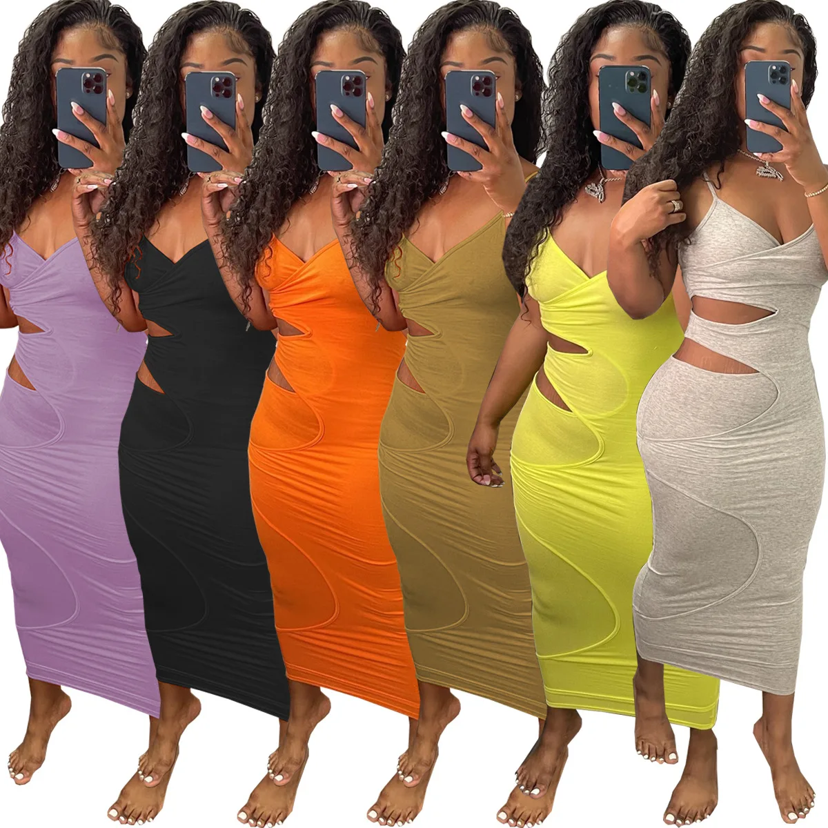 New Women's Clothing European and American Fashion Sexy Solid Color Sling Hollow Dress Long Skirt, Picture
New Women's Clothing European and American Fashion Sexy Solid Color Sling Hollow Dress Long Skirt, Picture