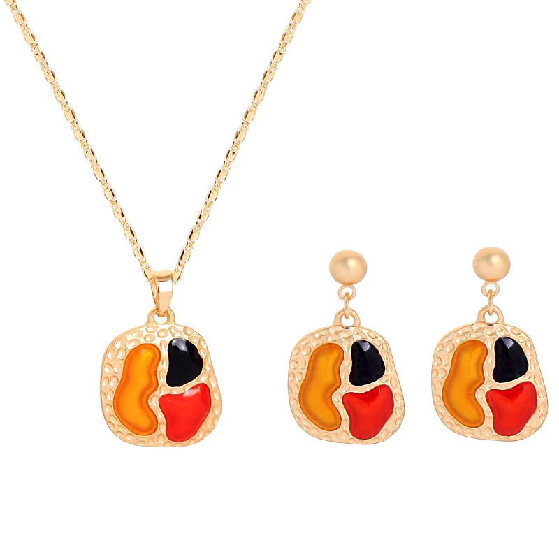 e0994 Geometric Matte Gold Jewelry Wholesale Custom Packaging Card Logo Colorful Enamel Palette Earrings Necklace Sets Jewellery
e0994 Geometric Matte Gold Jewelry Wholesale Custom Packaging Card Logo Colorful Enamel Palette Earrings Necklace Sets Jewellery