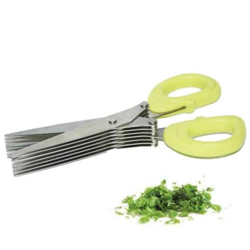 K689 New 19cm 5 Layers Kitchen Scissor Shredded Chopped Scallion Cutter Herb Laver Spices Kitchen Cook Scissor