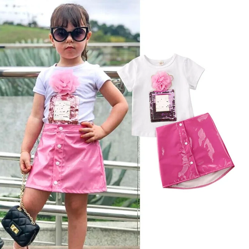 920 Summer Toddler kids Baby Girls Clothing Set Short Sleeve 3D Flower T-Shirt Tops Leather A-Line Skirt Outfits Clothes set
920 Summer Toddler kids Baby Girls Clothing Set Short Sleeve 3D Flower T-Shirt Tops Leather A-Line Skirt Outfits Clothes set
