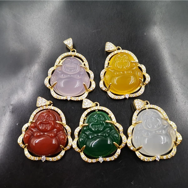 Latest jewelry green jade red pink white agate laugh Buddha ice diamond pendant necklace wholesale
Latest jewelry green jade red pink white agate laugh Buddha ice diamond pendant necklace wholesale