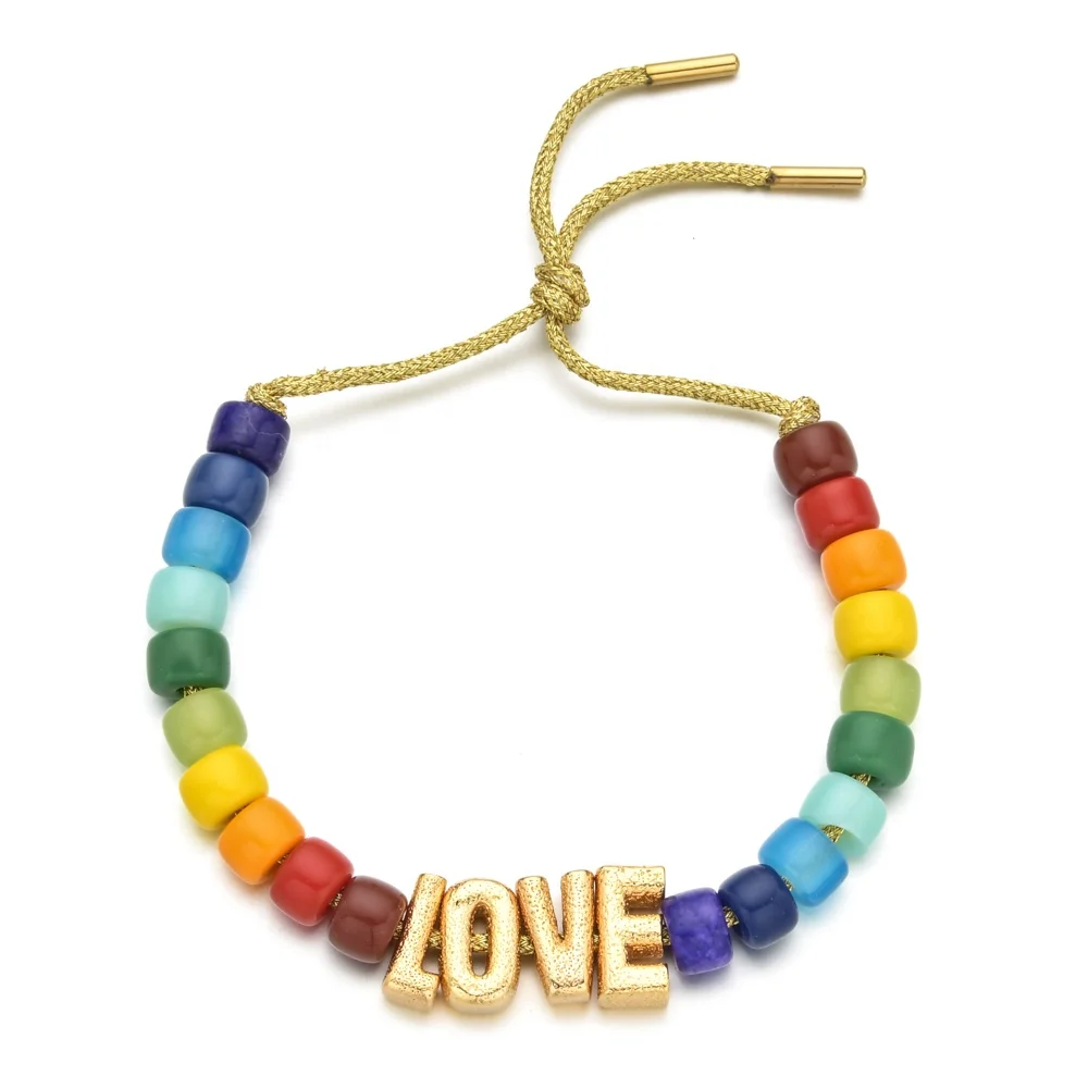 Jewelry Gift Pulseras New Colorful Stone Bohemian Braided Handmade Love Letter Rainbow Beads Bracelets For Women, Multi-colors
Jewelry Gift Pulseras New Colorful Stone Bohemian Braided Handmade Love Letter Rainbow Beads Bracelets For Women, Multi-colors