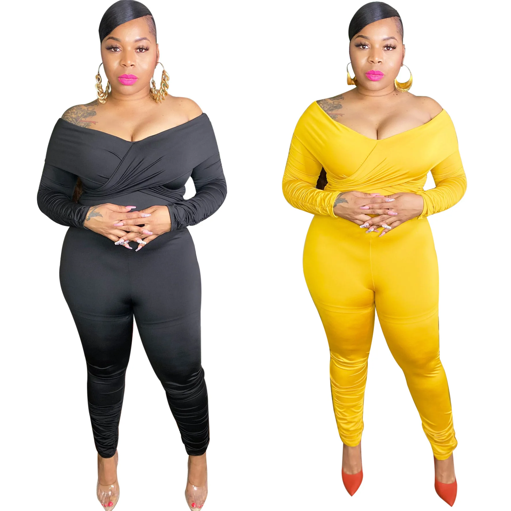 2021 fancy anf good quality plus size off shoulder sexy jumpsuit for woman with V-neck and long sleeve
2021 fancy anf good quality plus size off shoulder sexy jumpsuit for woman with V-neck and long sleeve