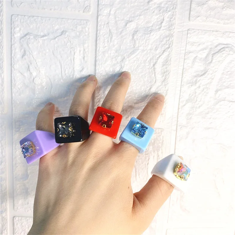 Luxury Crystal Acrylic Rings Geometric Square Rhinestone Resin Rings For Women, Red/ black/ white/ light blue/ purple
Luxury Crystal Acrylic Rings Geometric Square Rhinestone Resin Rings For Women, Red/ black/ white/ light blue/ purple