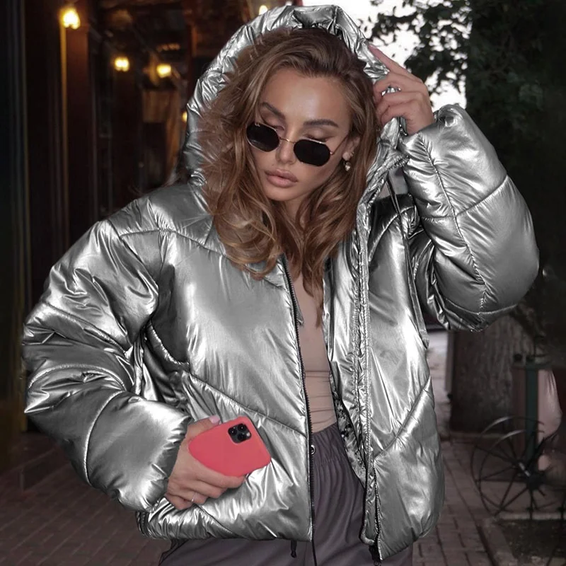 B15316A Custom Hoody Padded Coat Puffer Jacket Hooded Shiny Women Winter Jacket, Shown
B15316A Custom Hoody Padded Coat Puffer Jacket Hooded Shiny Women Winter Jacket, Shown