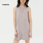 MGOO Custom Washed pocket tank dress Summer hemp one-piece