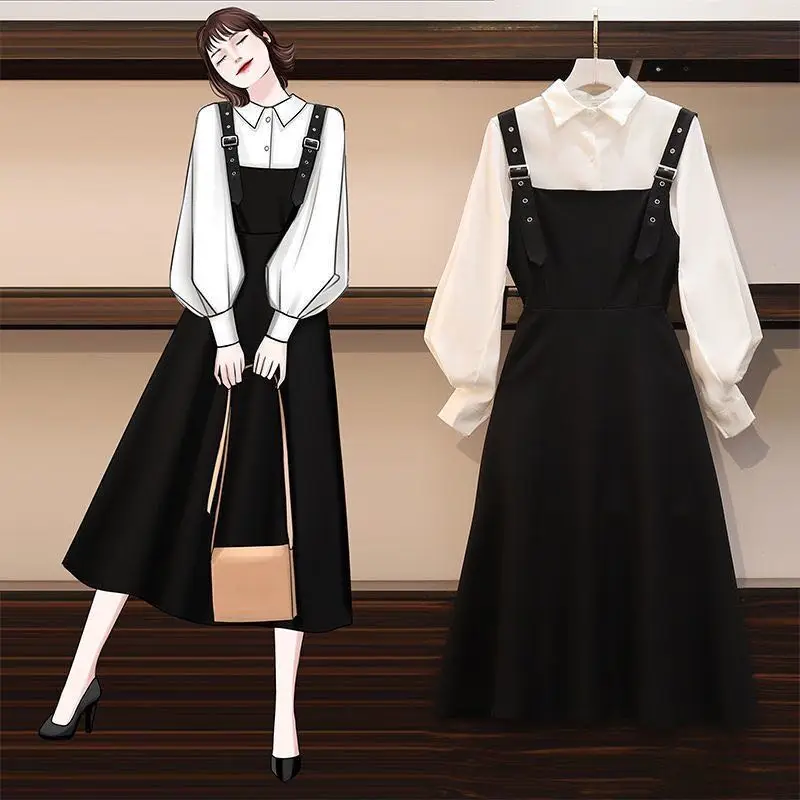 Plus size women's suspender skirt suit female 2021 autumn new fashion shirt covering belly slimming dress two-piece suit
Plus size women's suspender skirt suit female 2021 autumn new fashion shirt covering belly slimming dress two-piece suit