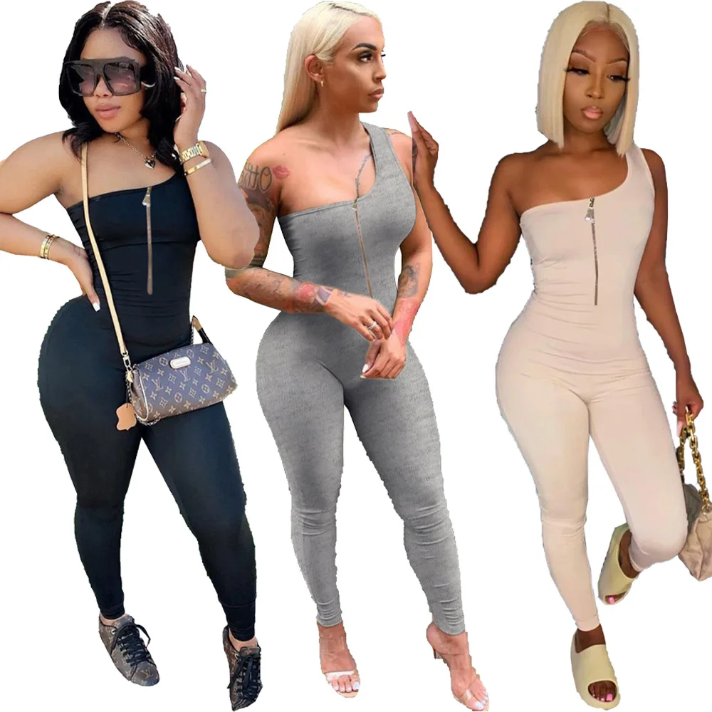 Hot sale Summer new arrival solid color sexy One-shoulder zipper sleeveless hip lift sports jumpsuit, Pls see the color column
Hot sale Summer new arrival solid color sexy One-shoulder zipper sleeveless hip lift sports jumpsuit, Pls see the color column