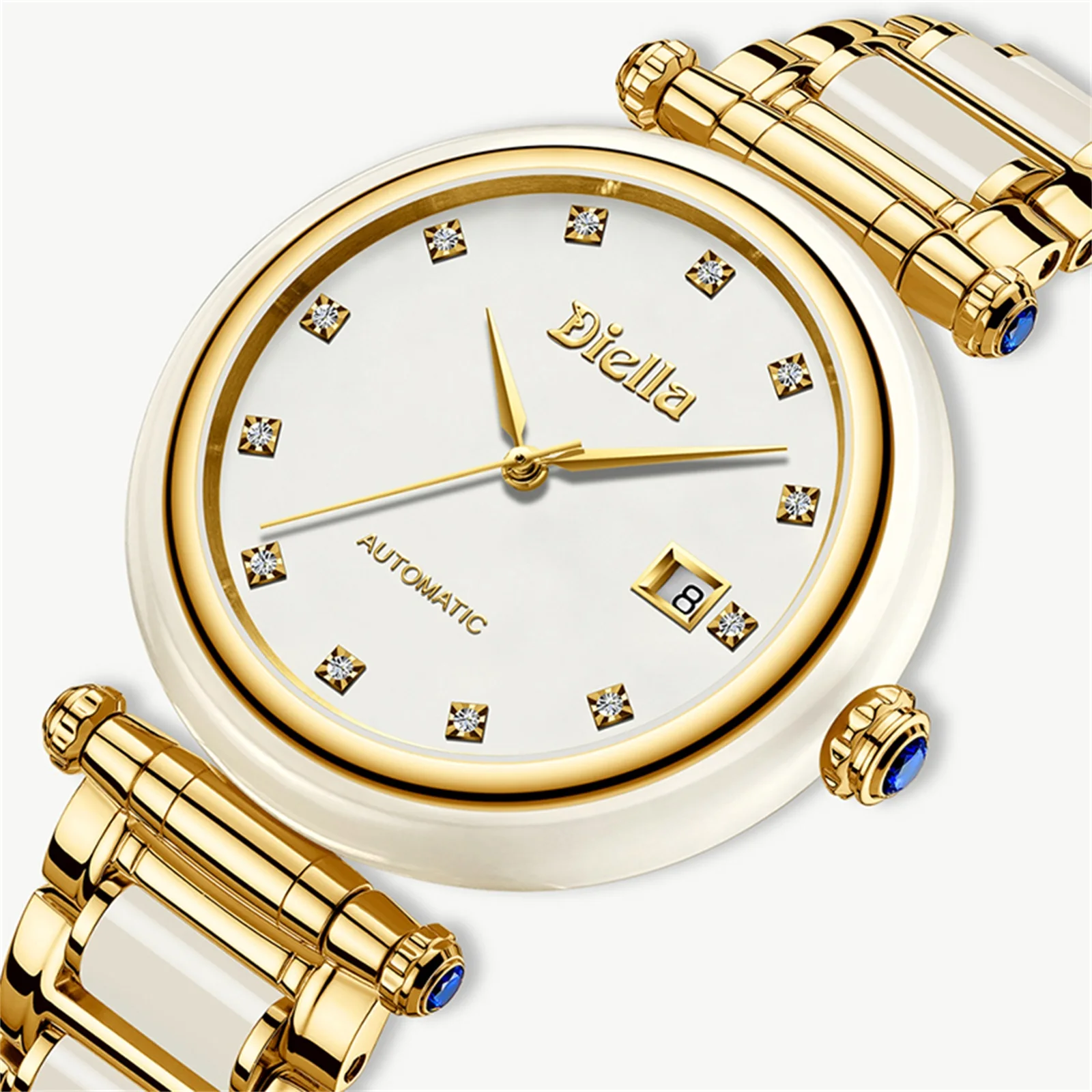 Diella Men's Mechanical Watch Jade Automatic Couple Pair Watch Simple Female Trend Wristwatch Genuine Sapphire Diamond Dial 6031
Diella Men's Mechanical Watch Jade Automatic Couple Pair Watch Simple Female Trend Wristwatch Genuine Sapphire Diamond Dial 6031