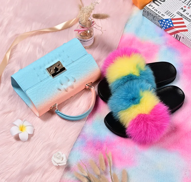 New Trendy Gradient Color Handbags For Women Matching Fur Slipper Set Ladies Silicone Crocodile Pattern Tote purses Bag, 6 colors
New Trendy Gradient Color Handbags For Women Matching Fur Slipper Set Ladies Silicone Crocodile Pattern Tote purses Bag, 6 colors