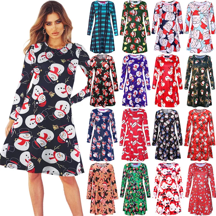 Y-3254 2020 autumn long-sleeved women's dress new western style Christmas print midi skirt, Customized color
Y-3254 2020 autumn long-sleeved women's dress new western style Christmas print midi skirt, Customized color