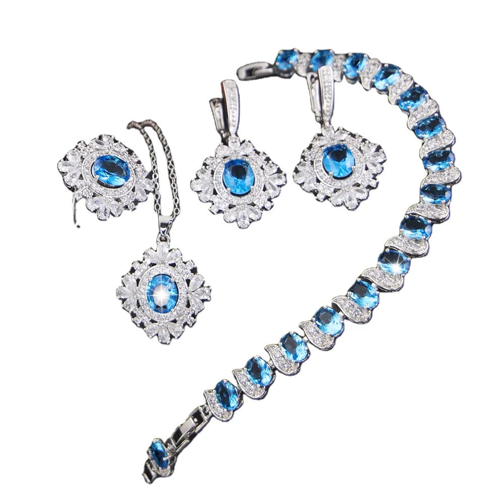 Women And Girls Luxury Design Cubic Zirconia Bridal Earring Necklace Jewelry Sets, Light bule
Women And Girls Luxury Design Cubic Zirconia Bridal Earring Necklace Jewelry Sets, Light bule