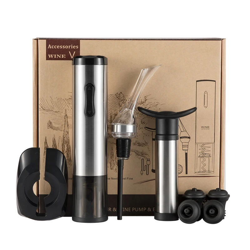 Stainless steel automatic electric wine bottle opener with power corkscrew wine aerator wine pump
Stainless steel automatic electric wine bottle opener with power corkscrew wine aerator wine pump