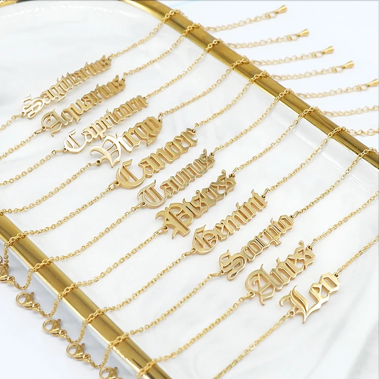 Wholesale high quality 18K gold plated stainless steel zodiac signs bracelet, Picture
Wholesale high quality 18K gold plated stainless steel zodiac signs bracelet, Picture
