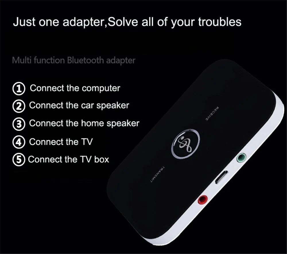 B6 2 in1 Bluetooth 5.0 Adapter Audio Bluetooth Receiver transmitter for Sound System Receptr Aux 3.5mm Audio Adapter - ANKUX.COM