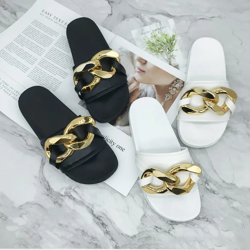 new fashion sandals women cross-border large size metal chain home slippers, Customized color
new fashion sandals women cross-border large size metal chain home slippers, Customized color