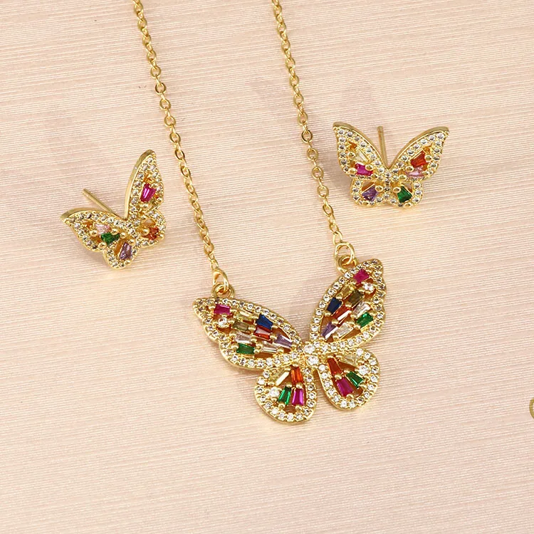 S11070 Jewellery set18K Gold Plated CZ Micro Pave Butterfly Charm Chain Necklace and stud earring Jewelry sets
S11070 Jewellery set18K Gold Plated CZ Micro Pave Butterfly Charm Chain Necklace and stud earring Jewelry sets