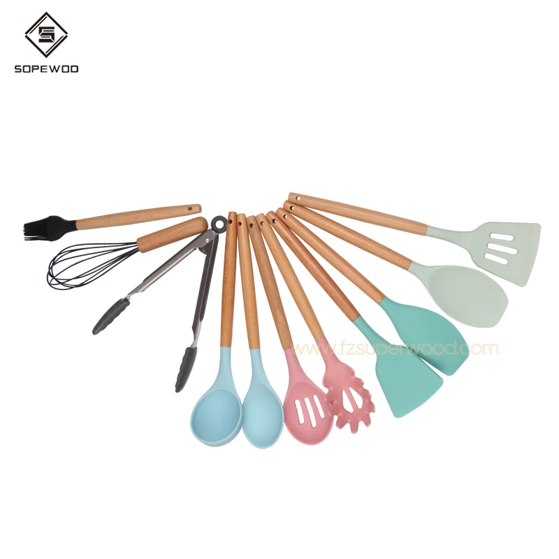 Wholesale Kitchen utensils set heat resistant silicone cooking utensils with wood handle
Wholesale Kitchen utensils set heat resistant silicone cooking utensils with wood handle