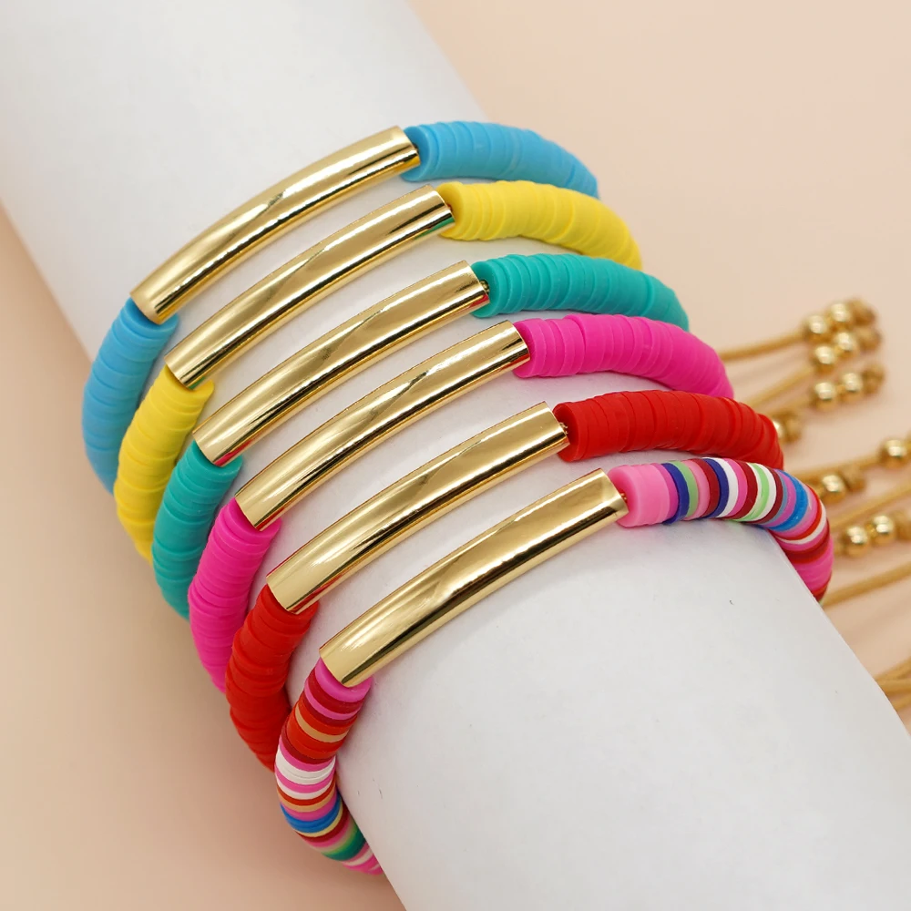 Go2boho New In Multicolor Heishi Gold-plated Tube Bracelet For Women Summer Beach Fashion Jewelry Popular Minimalist Design Gift
Go2boho New In Multicolor Heishi Gold-plated Tube Bracelet For Women Summer Beach Fashion Jewelry Popular Minimalist Design Gift