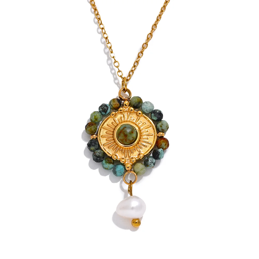JINYOU 2290 Natural Stone Sun Drop Pearl Handmade Pendant Necklace Stainless Steel Fashion France Charm Jewelry Women 2023 Gift
JINYOU 2290 Natural Stone Sun Drop Pearl Handmade Pendant Necklace Stainless Steel Fashion France Charm Jewelry Women 2023 Gift