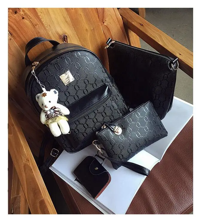 Korean Version Of The Ladies Four-Piece Mother And Child Bag Bear Pendant Backpack Travel Backpack
Korean Version Of The Ladies Four-Piece Mother And Child Bag Bear Pendant Backpack Travel Backpack