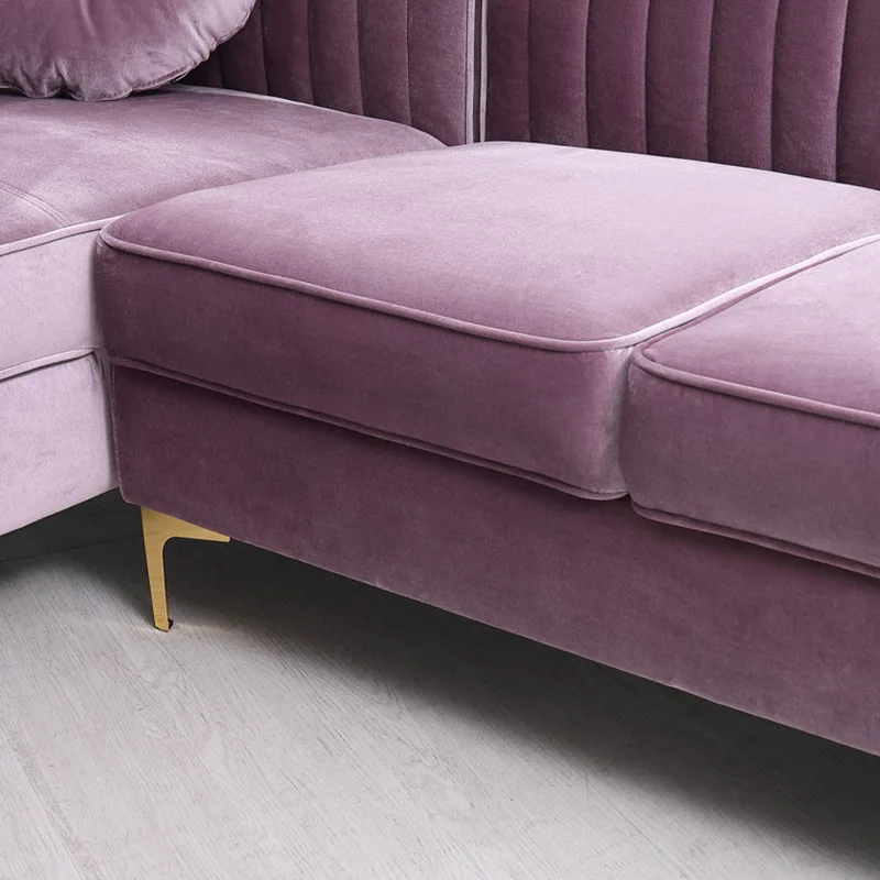 Innovative design velvet chesterfield corner sofa set living room furniture