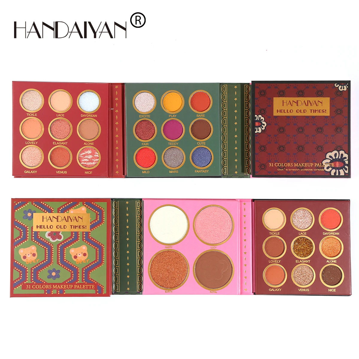 HANDAIYAN 31 Colors Face Eye Hello Old Times Retro Folding Book Palette Eyeshadow Private Label 2022, 31 colors face & eye palette
HANDAIYAN 31 Colors Face Eye Hello Old Times Retro Folding Book Palette Eyeshadow Private Label 2022, 31 colors face & eye palette