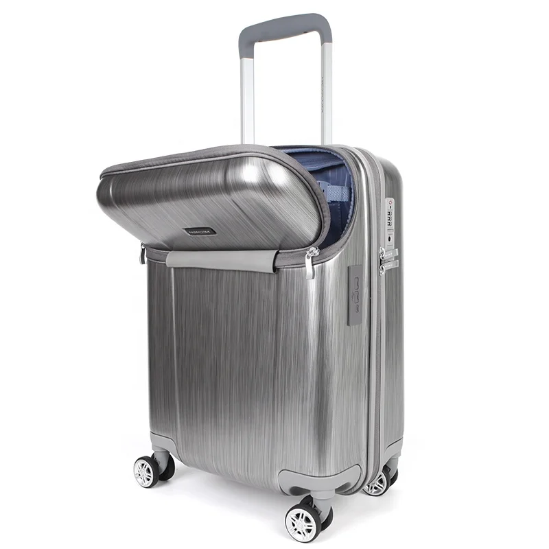 Smart Spinner 4 Wheels aluminum trolley set suitcase trolley luggage case with USB port for phone charging, Black and grey
Smart Spinner 4 Wheels aluminum trolley set suitcase trolley luggage case with USB port for phone charging, Black and grey