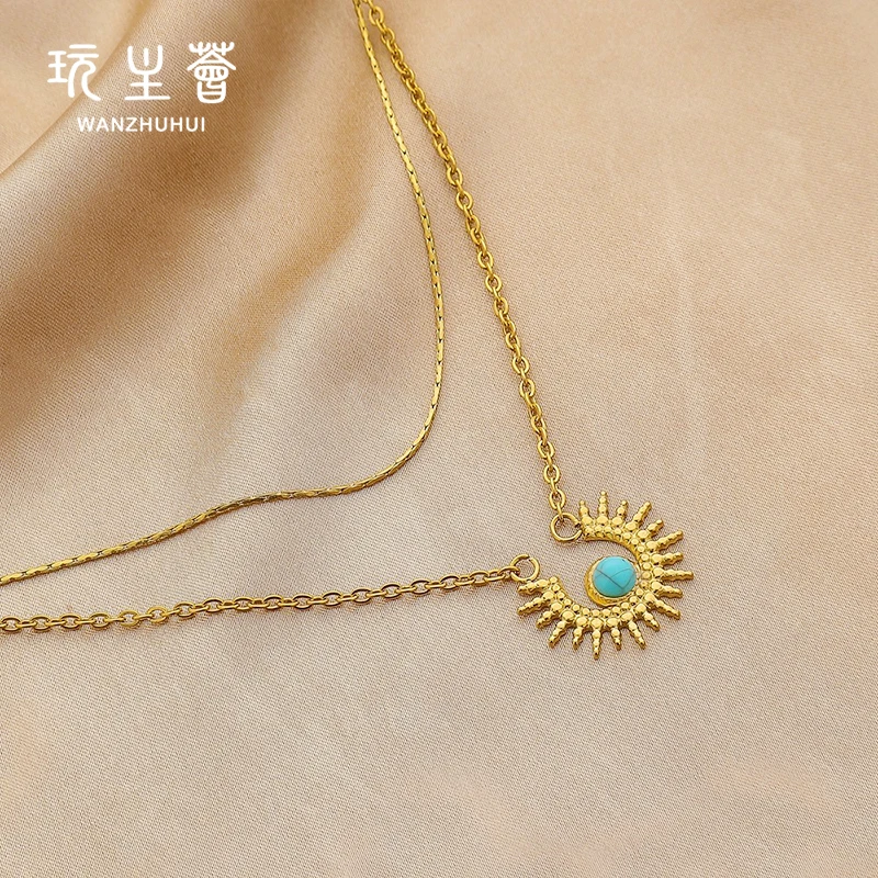 Luxury fashion jewelry gold plated necklaces stainless steel double layered pendant necklace fashion for women
Luxury fashion jewelry gold plated necklaces stainless steel double layered pendant necklace fashion for women