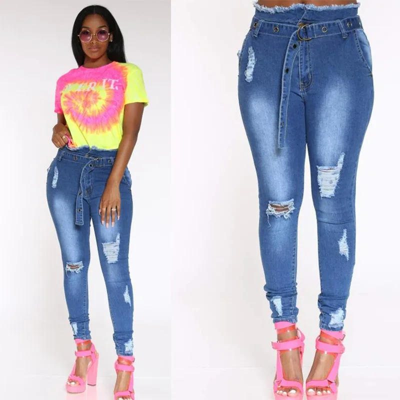 CL-107 New Fashion Jeans Distressed Ripped Pants Comfy Stretch Skinny Women Jeans Denim With Belt
CL-107 New Fashion Jeans Distressed Ripped Pants Comfy Stretch Skinny Women Jeans Denim With Belt