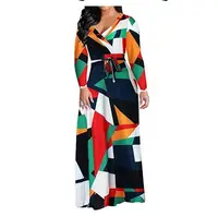 Female Large Size Geometric patterns dress V-Neck Women Long Sleeve colorful print party long dress
Female Large Size Geometric patterns dress V-Neck Women Long Sleeve colorful print party long dress
