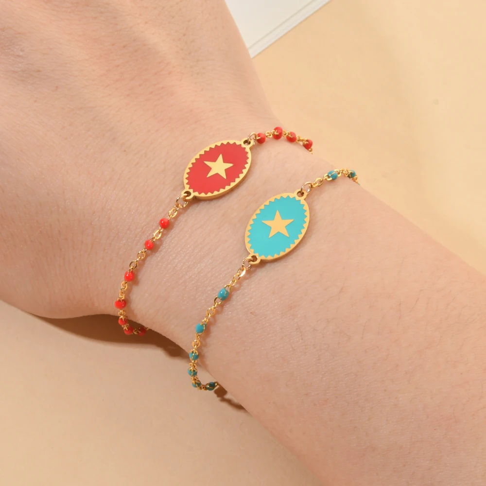 Enamel France Style Five-pointed Star Bracelet Women Luxury Simple Clavicle Chain Bracelets Jewelry
Enamel France Style Five-pointed Star Bracelet Women Luxury Simple Clavicle Chain Bracelets Jewelry