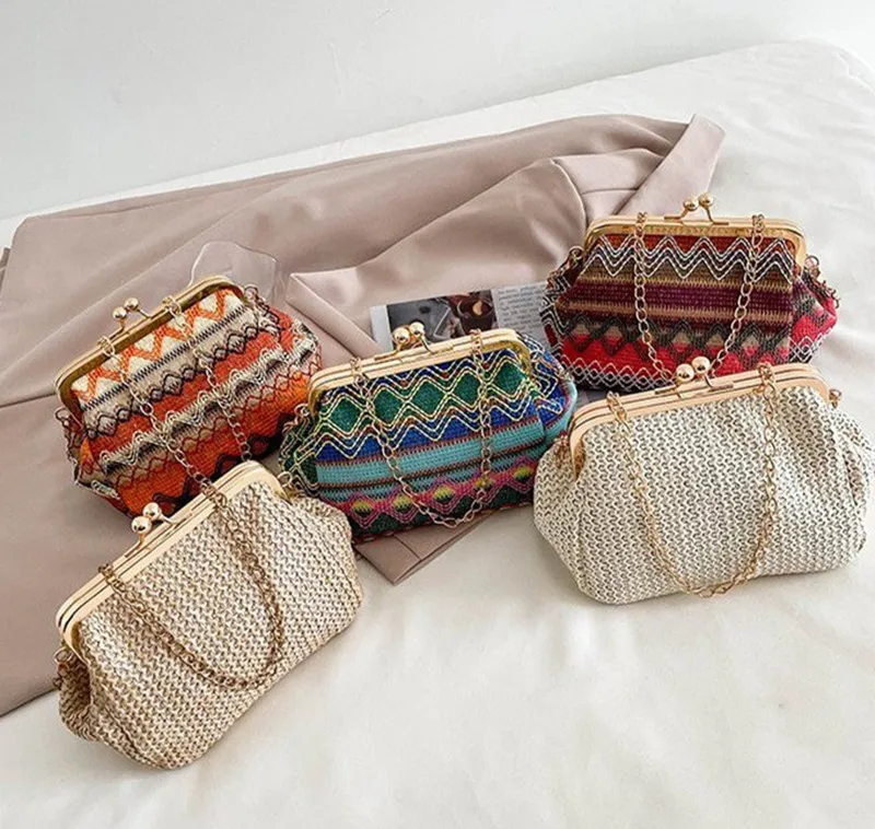 Ethnic Boho Women Colorful Shell Clutch Purse Ladies Small Straw Messenger Bag with Chain
Ethnic Boho Women Colorful Shell Clutch Purse Ladies Small Straw Messenger Bag with Chain